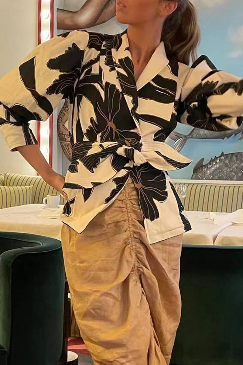 Levoire | Élégante Chemise En Col Revers Contrasté Découpe Géométrique