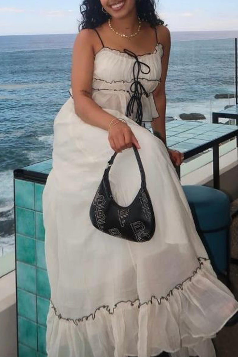 Levoire | Robe Plissée À Deux Pièces Élégante Et Douce Avec Nœud Et Décolleté En U