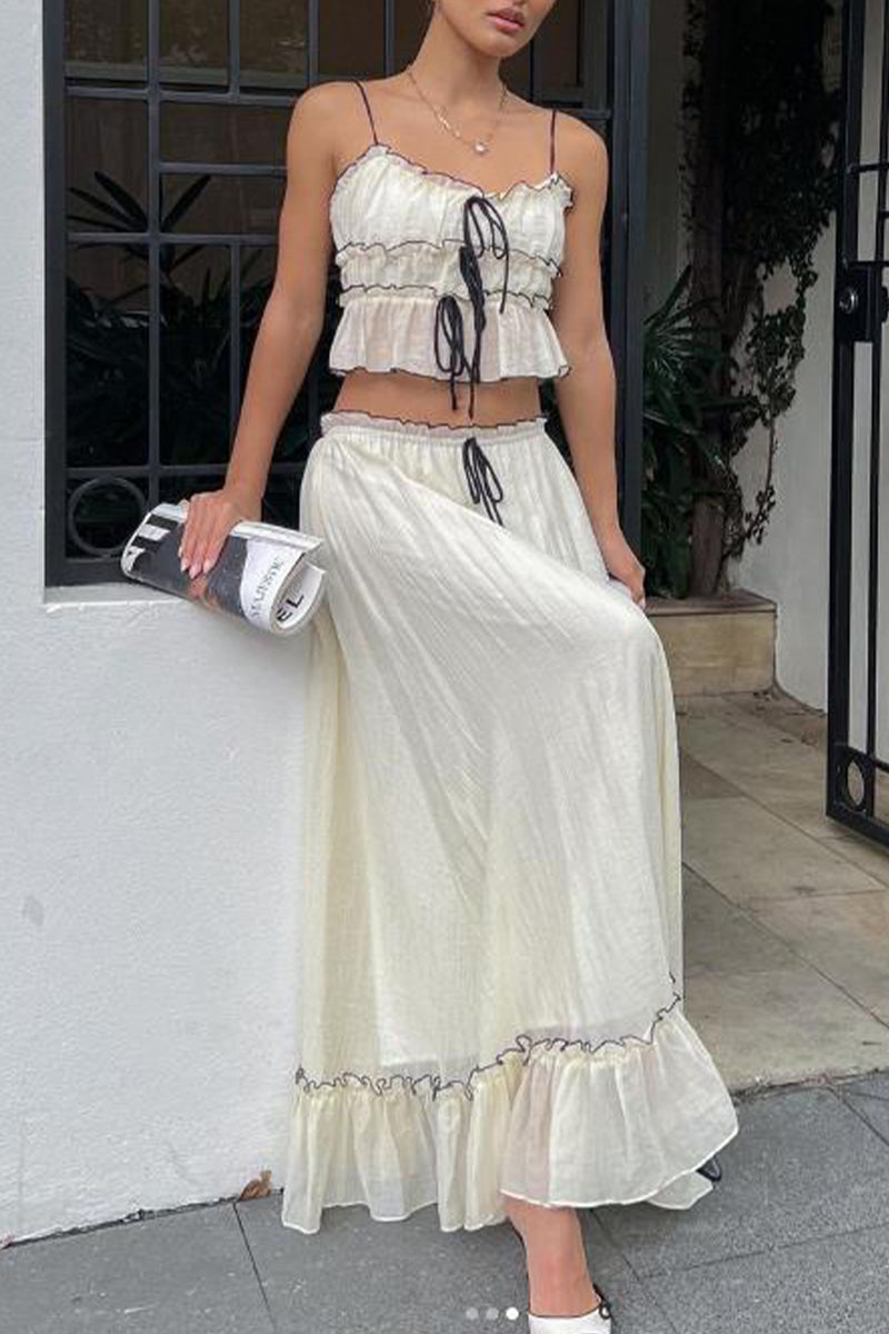 Levoire | Robe Plissée À Deux Pièces Élégante Et Douce Avec Nœud Et Décolleté En U