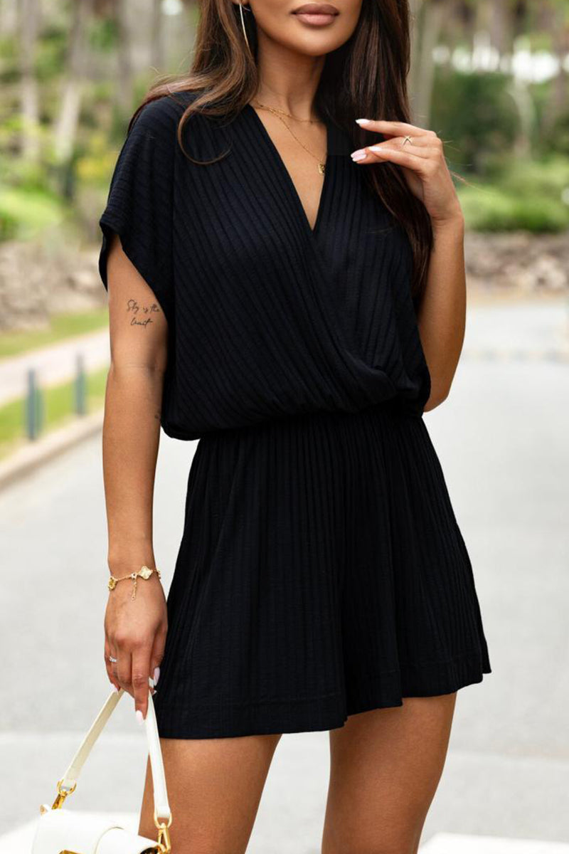 Levoire | Simplicité Solide Pliant Décolleté Loose Combinaisons Noir