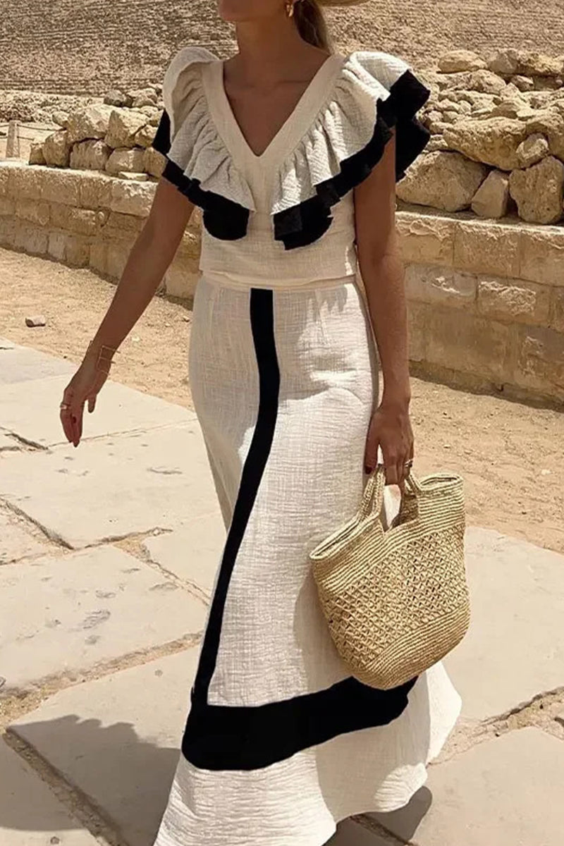 Levoire | Élégant Monochrome Flatter Contraste Décolleté Deux Pièces