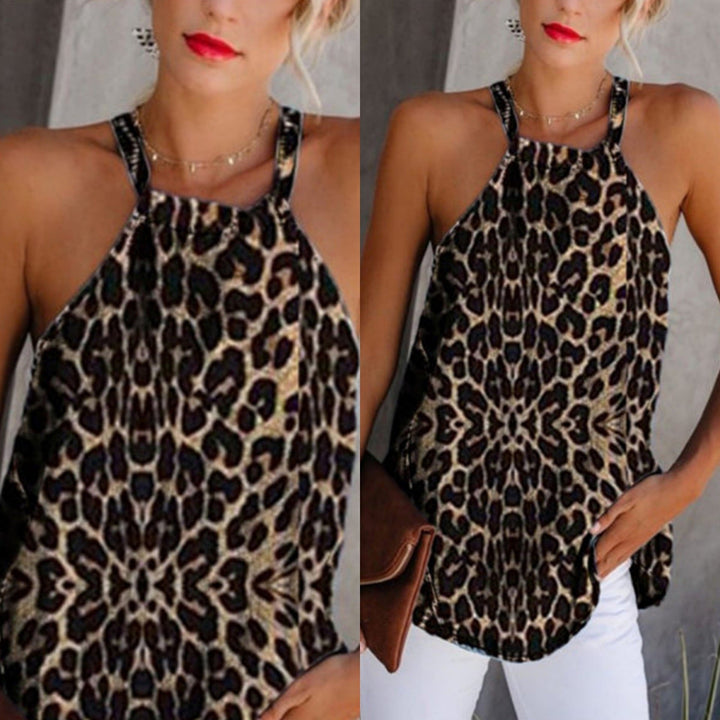 Levoire | Haut à col rond noué à motif léopard tendance