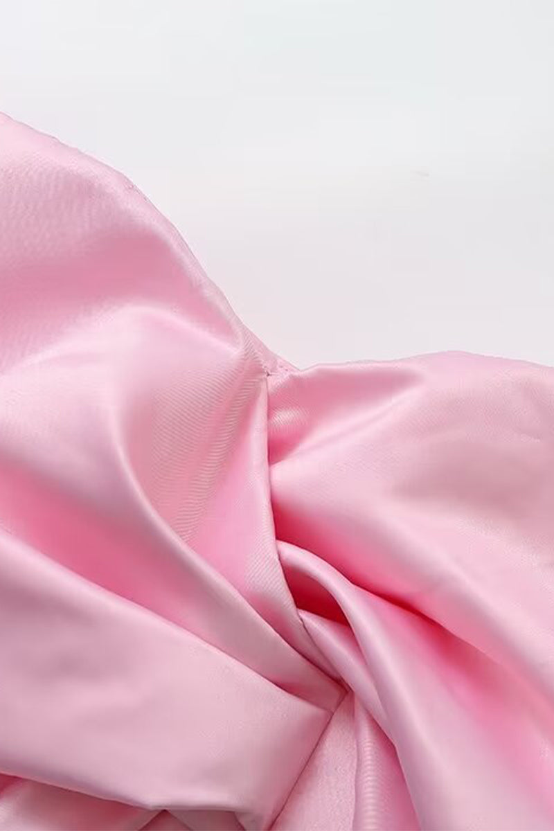 Levoire | Sweet Solid Asymmetrical Top With Bow And V-Neck