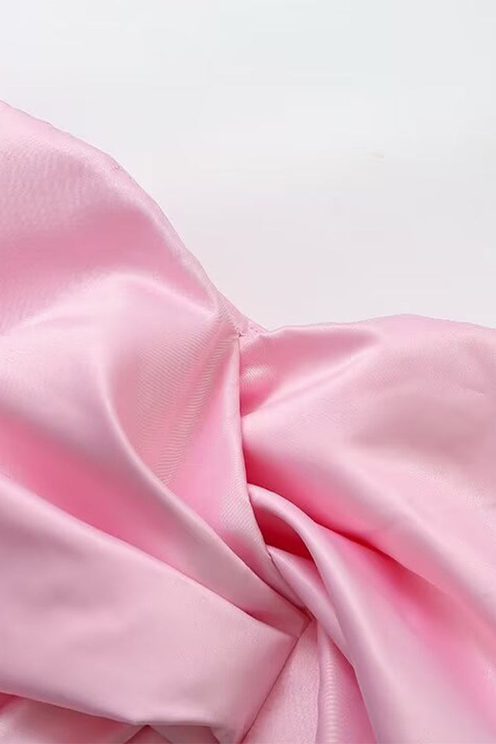 Levoire | Sweet Solid Asymmetrical Top With Bow And V-Neck