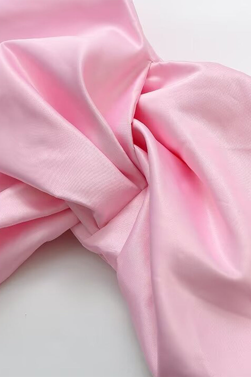 Levoire | Sweet Solid Asymmetrical Top With Bow And V-Neck