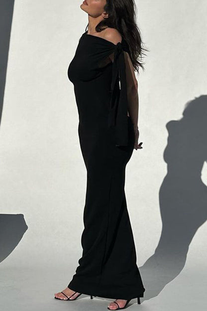 Levoire | Robe Jupe Chic Élégante Unicolore Col En Biais