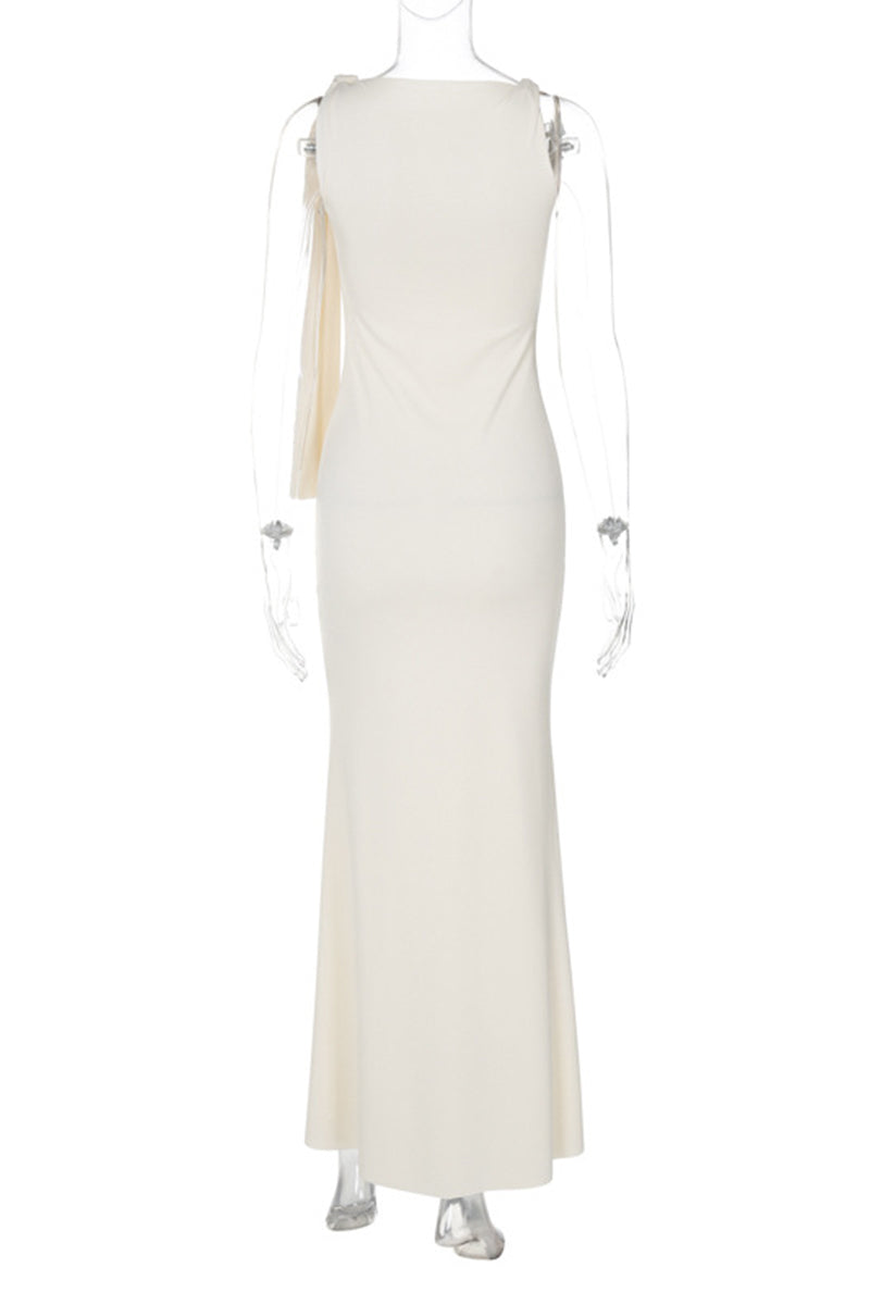 Levoire | Robe Jupe Chic Élégante Unicolore Col En Biais