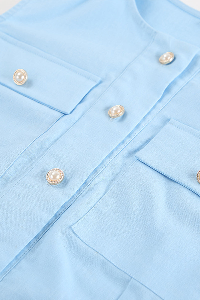 Levoire | Élégante Simplicité Boutons Solides Encolure Fendue Sans Manches Deux Pièces