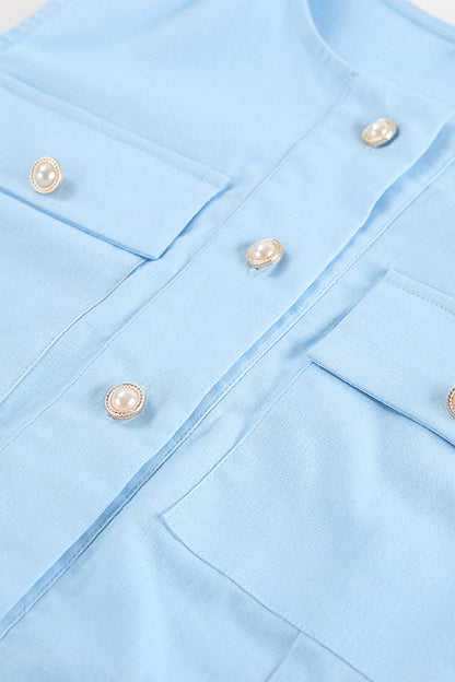 Levoire | Élégante Simplicité Boutons Solides Encolure Fendue Sans Manches Deux Pièces