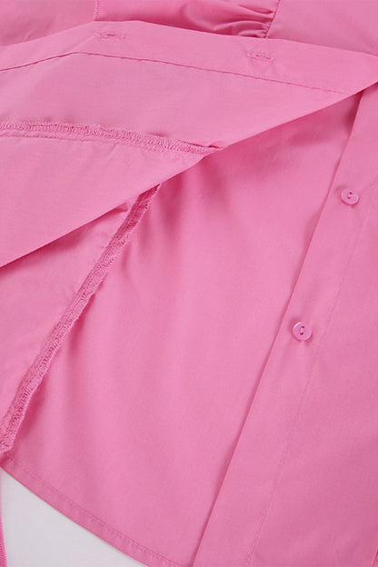 Levoire | Hauts À Col Rabattu Unicolores À Volants En Patchwork Décontractés Pour Le Quotidien