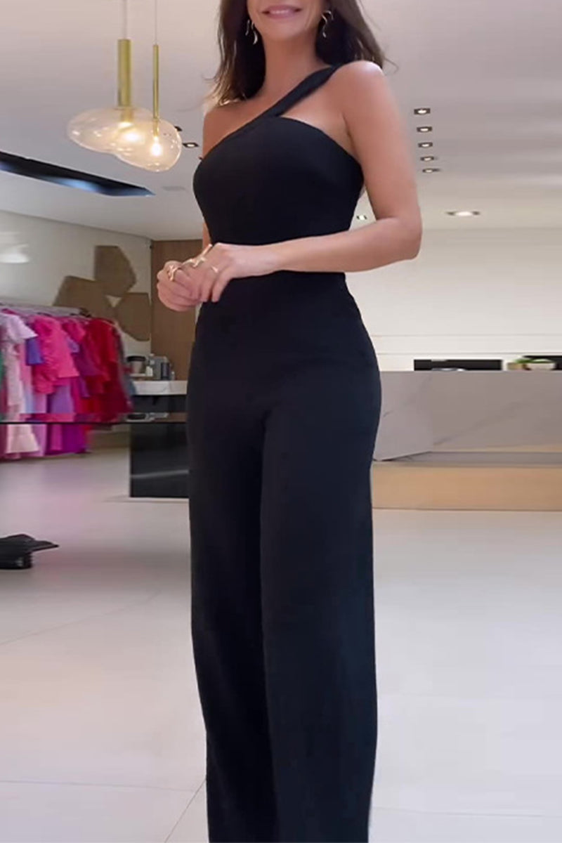 Levoire | Combinaison Régulière À Col Asymétrique Unicolore Décontractée