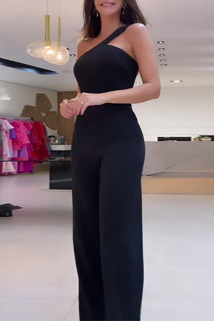 Levoire | Combinaison Régulière À Col Asymétrique Unicolore Décontractée