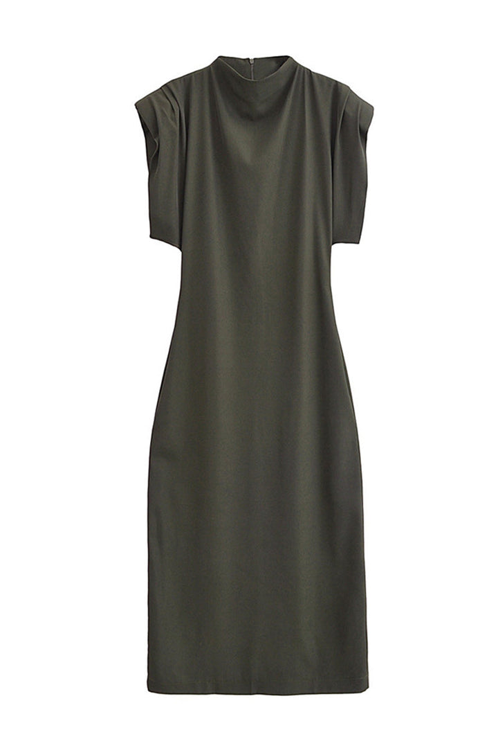 Levoire | Robe Mi-Haute Décontractée Quotidienne À Col Montant Zippée Unie