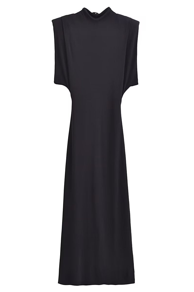 Levoire | Robe Mi-Haute Décontractée Quotidienne À Col Montant Zippée Unie