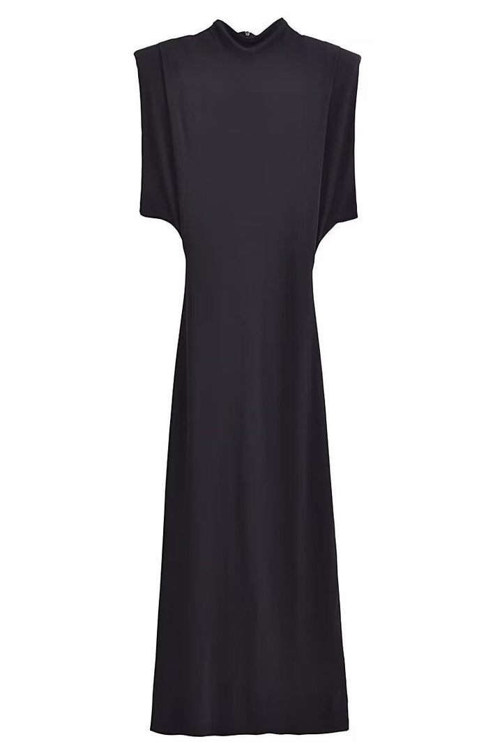 Levoire | Robe Mi-Haute Décontractée Quotidienne À Col Montant Zippée Unie