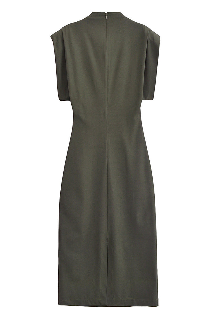 Levoire | Robe Mi-Haute Décontractée Quotidienne À Col Montant Zippée Unie