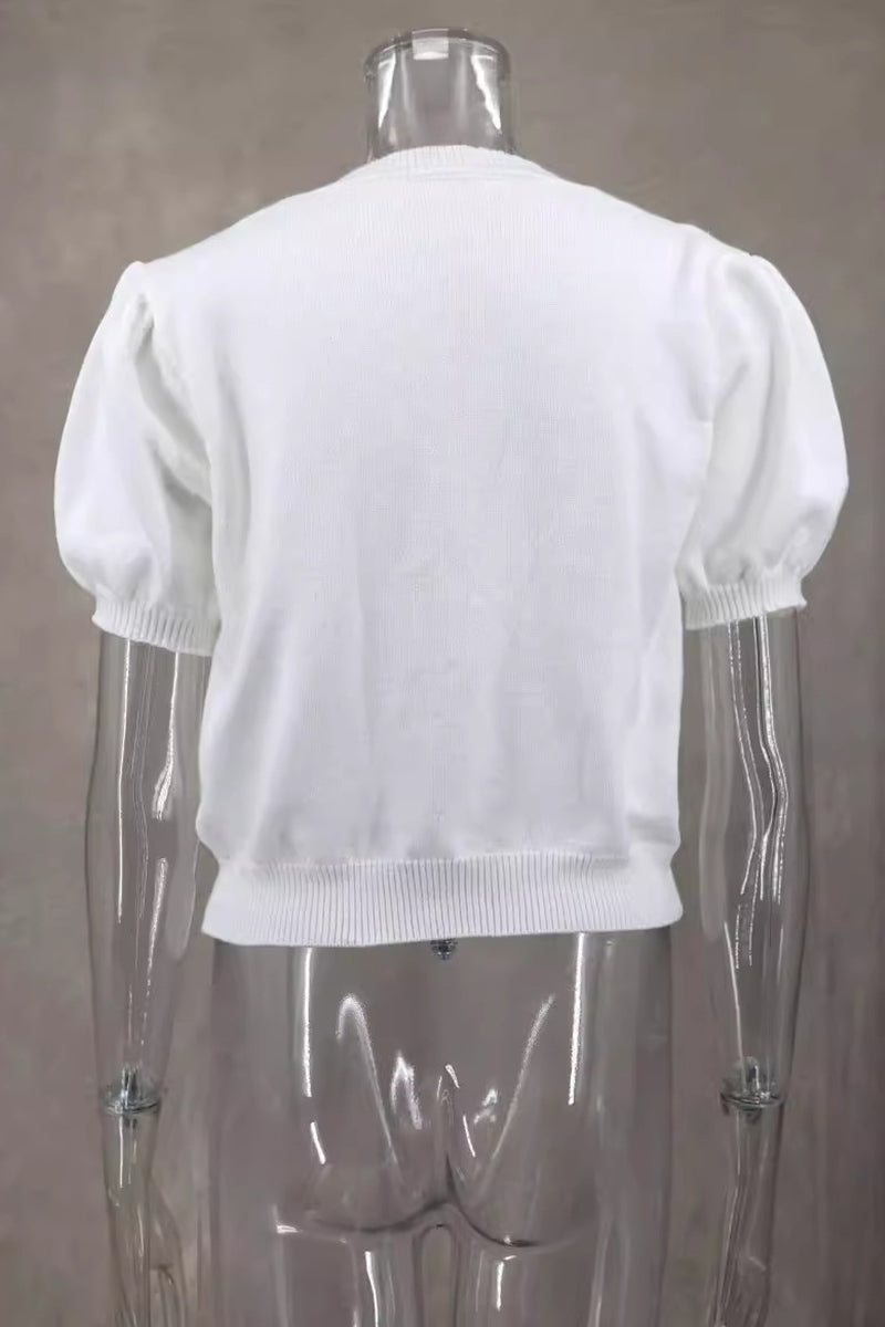 Levoire | Pull Décontracté Quotidien Uni Avec Décor En Nœud Et Décolleté En V