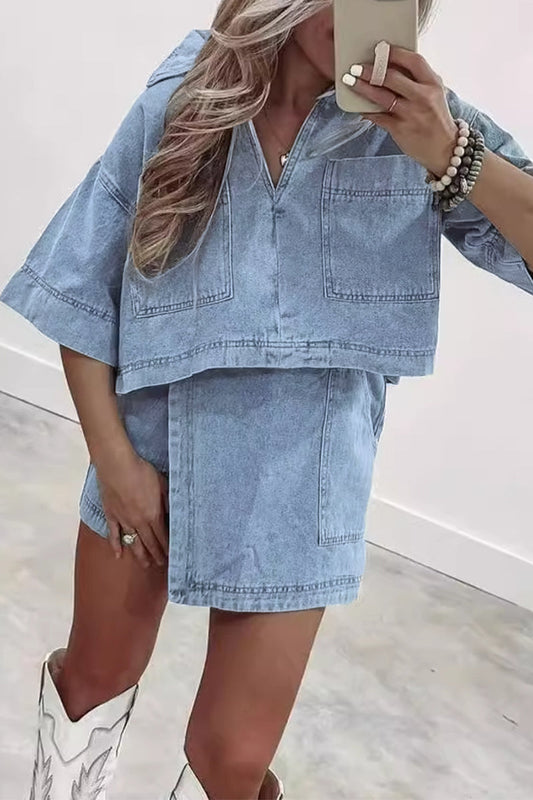 Levoire | Décontracté Street Couleur Unie Sacs Col Polo Irrégulier Deux Pièces