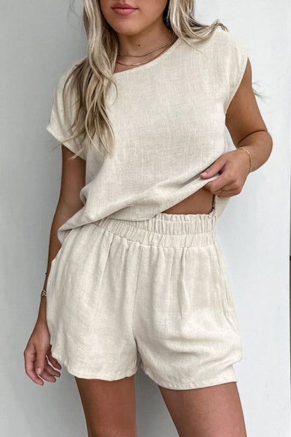 Levoire | Décontracté Quotidien Unicolore Sac Col Ouvert Manches Courtes Deux-Pièces