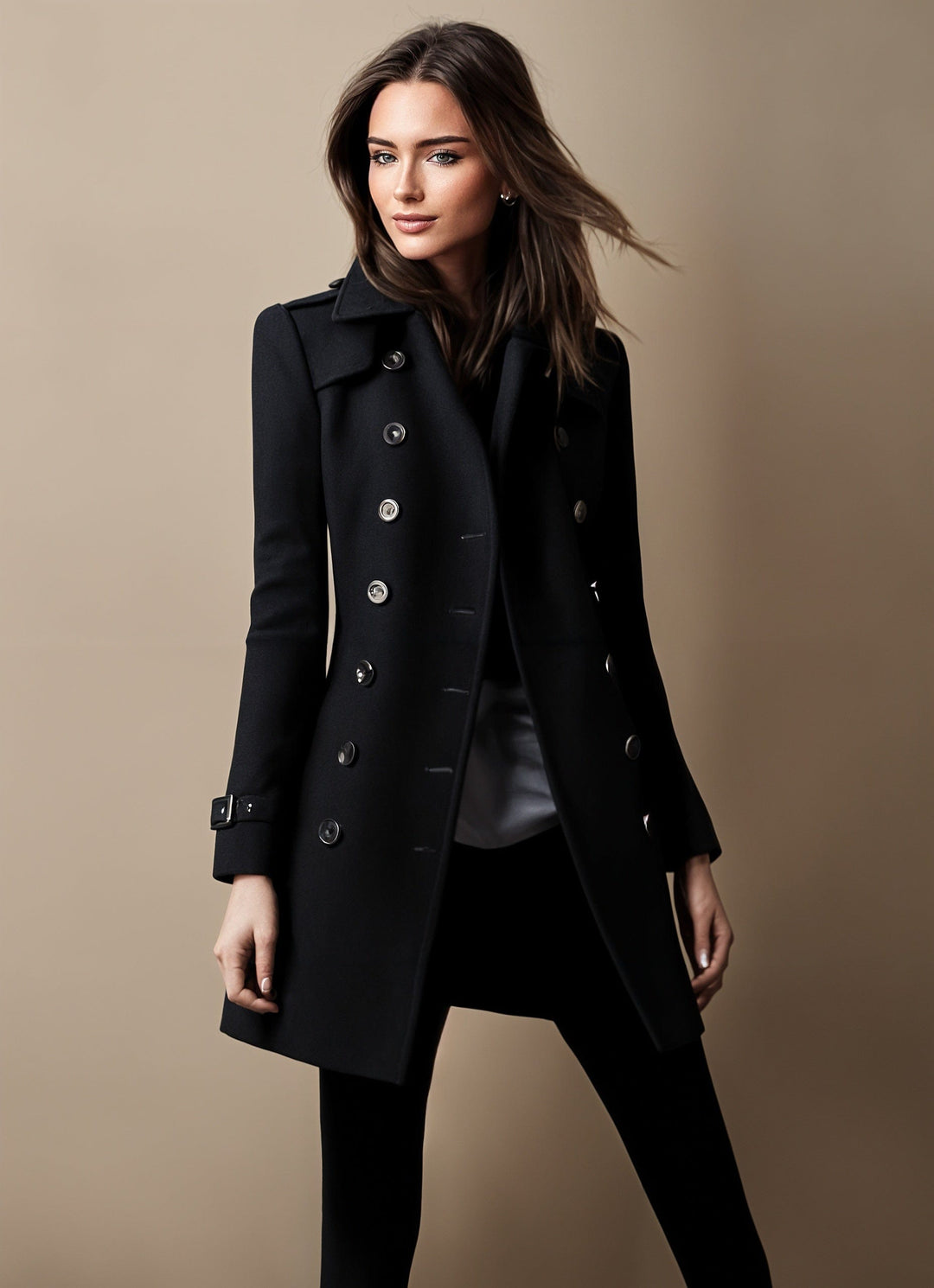 Levoire | Pull Col Rond Tricoté À Manches Longues Avec Boutons Noir