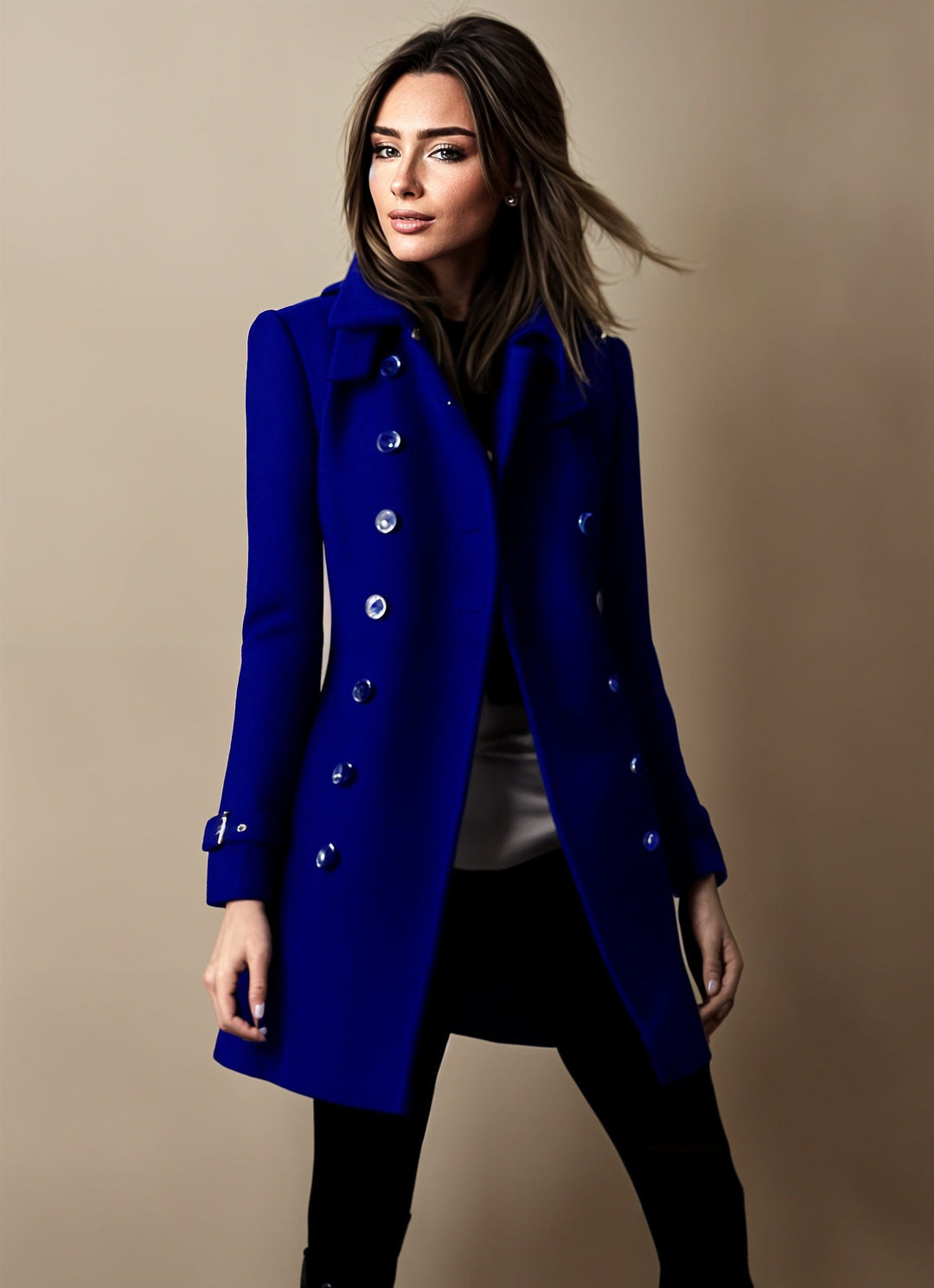 Levoire | Pull Col Rond Tricoté À Manches Longues Avec Boutons Bleu