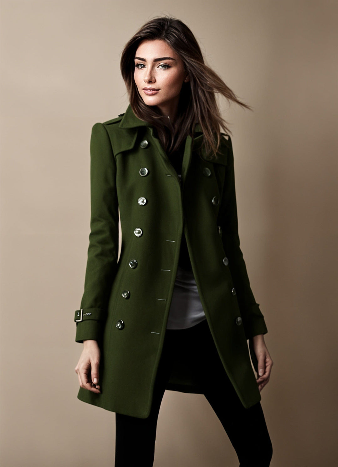 Levoire | Pull Col Rond Tricoté À Manches Longues Avec Boutons Vert