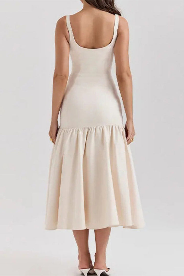 Levoire | Robe À Col En U À Volants Sexy Unie