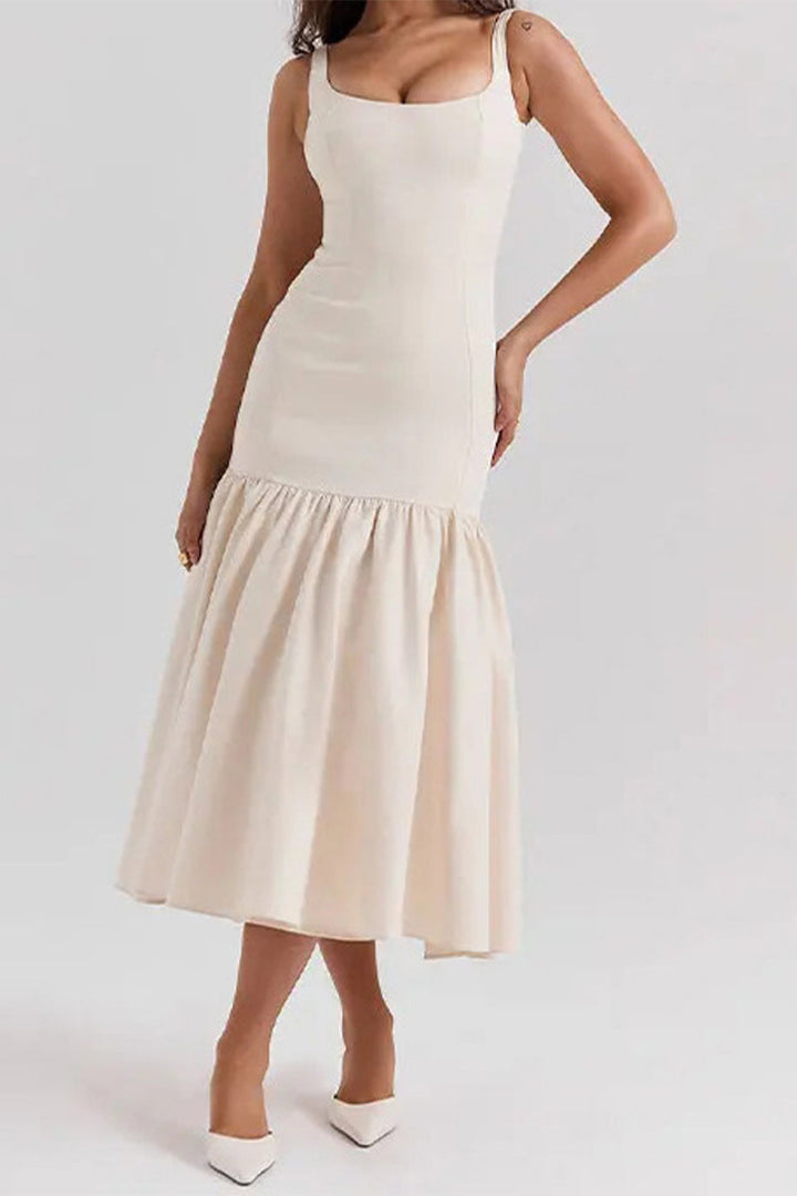 Levoire | Robe À Col En U À Volants Sexy Unie