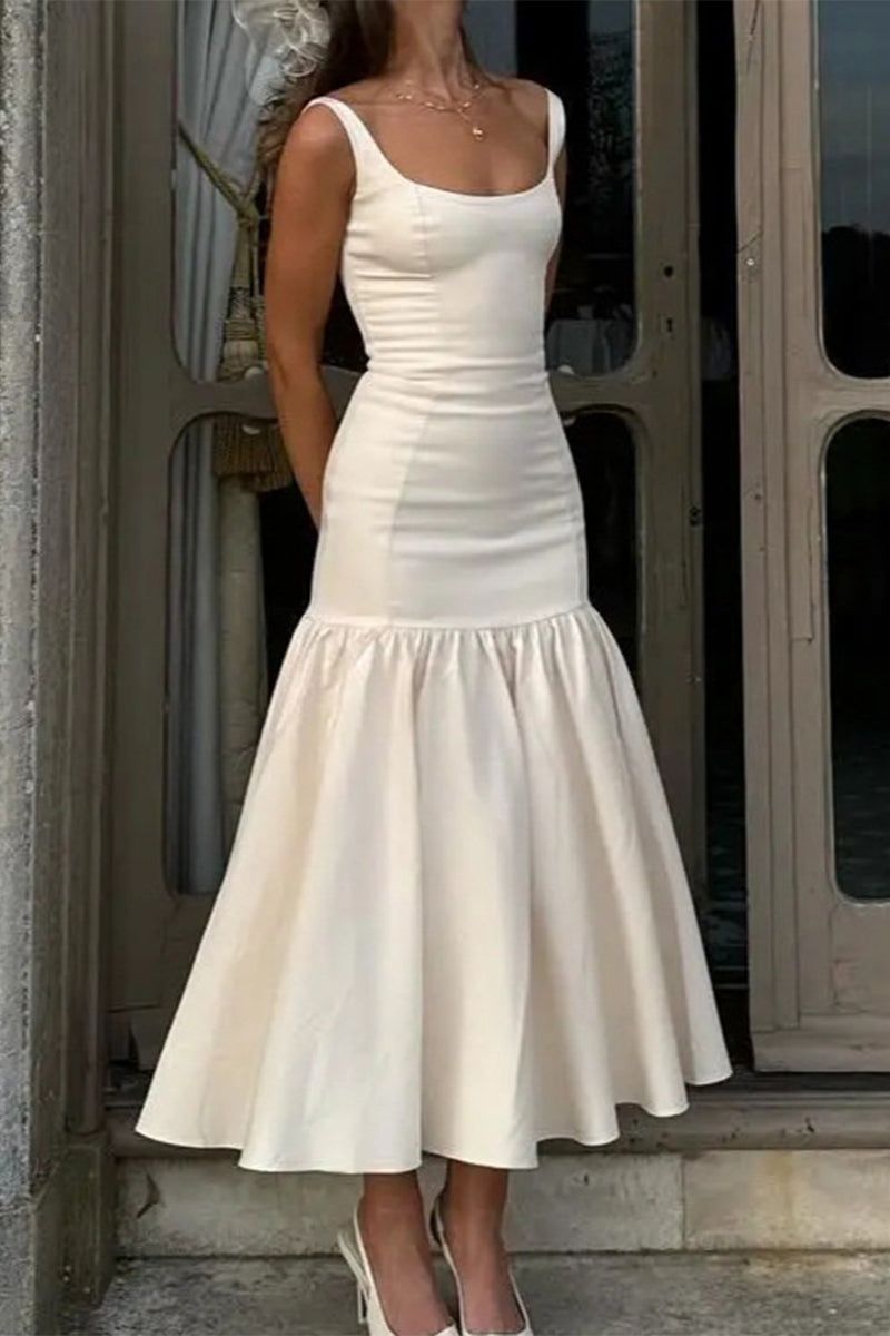 Levoire | Robe À Col En U À Volants Sexy Unie