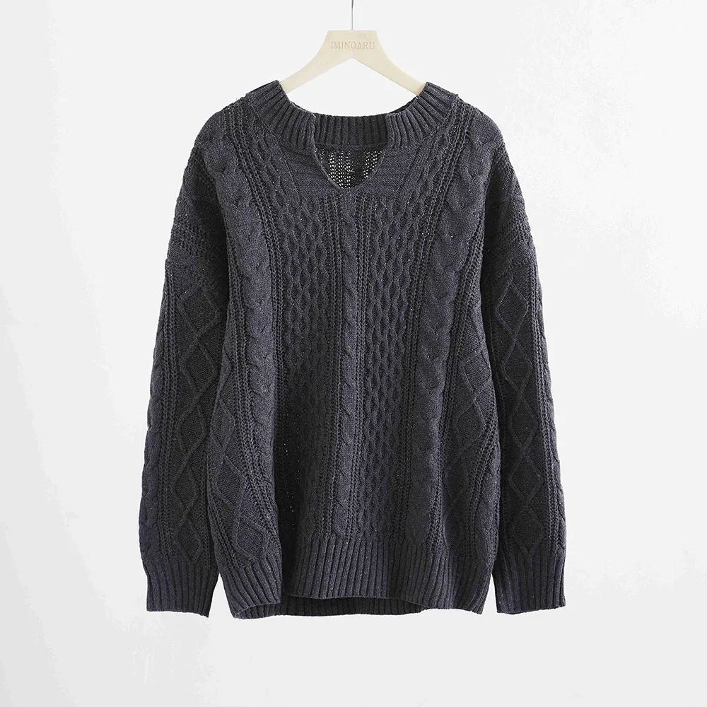 Levoire | Pull Décontracté À Manches Longues Et Col En V Uni