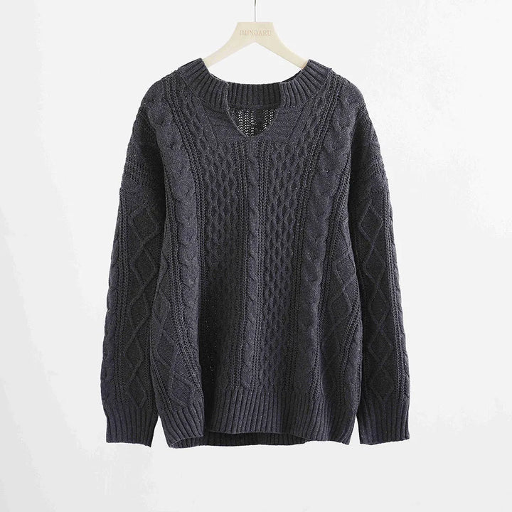 Levoire | Pull Décontracté À Manches Longues Et Col En V Uni