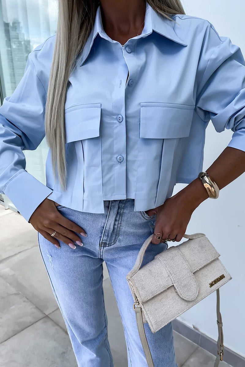 Levoire | Chemisier À Col Boutonné Uni Décontracté Quotidien