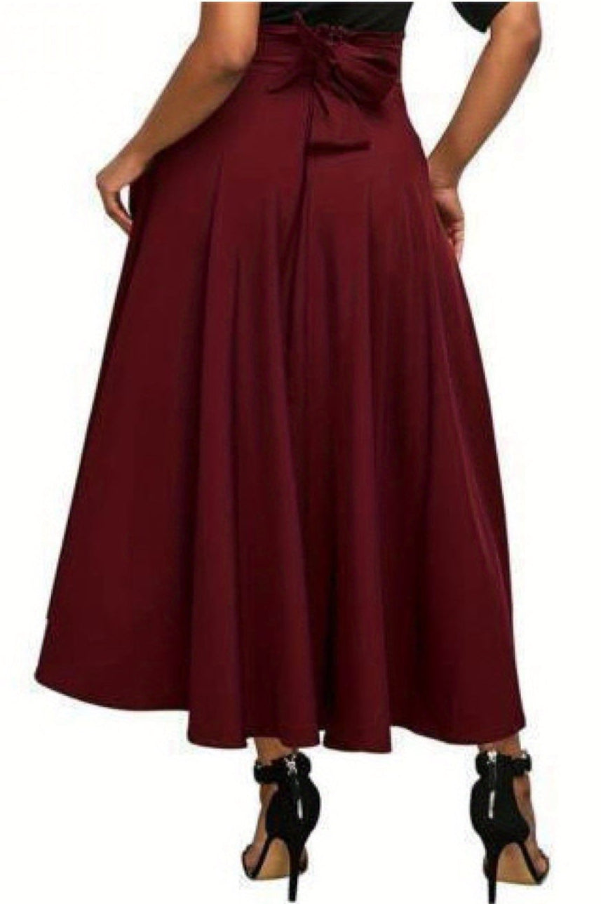 Levoire | Jupe Midi Plissée Taille Haute Femme A-Ligne, Avec Ceinture Et Fluide Avec Poches