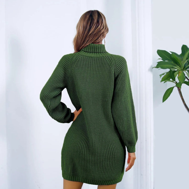 Levoire | Robe pull longue d'hiver avec col haut et bouton