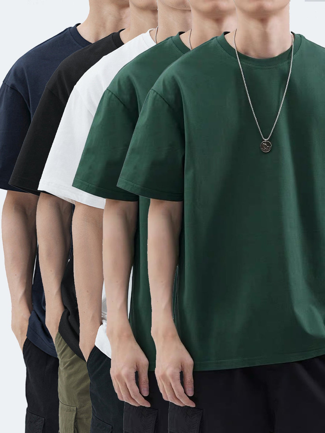 Levoire | 5 Pack Décontractées Coton Pour Hommes T-Shirts Couleur de mélange 5