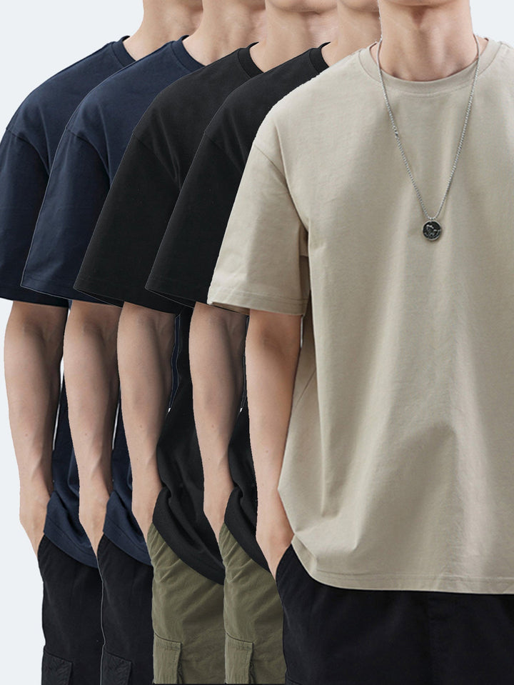 Levoire | 5 Pack Décontractées Coton Pour Hommes T-Shirts Couleur de mélange 3