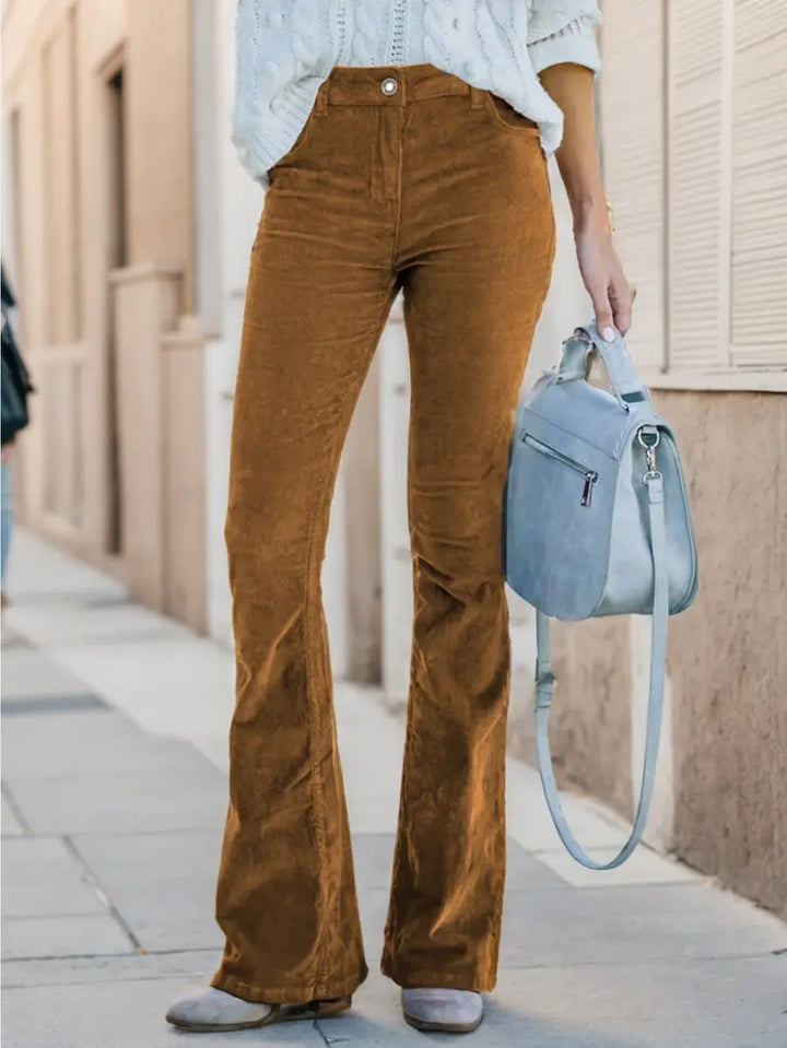 Levoire | Pantalons En Velours Côtelé Décontractés Et Élégants Khaki