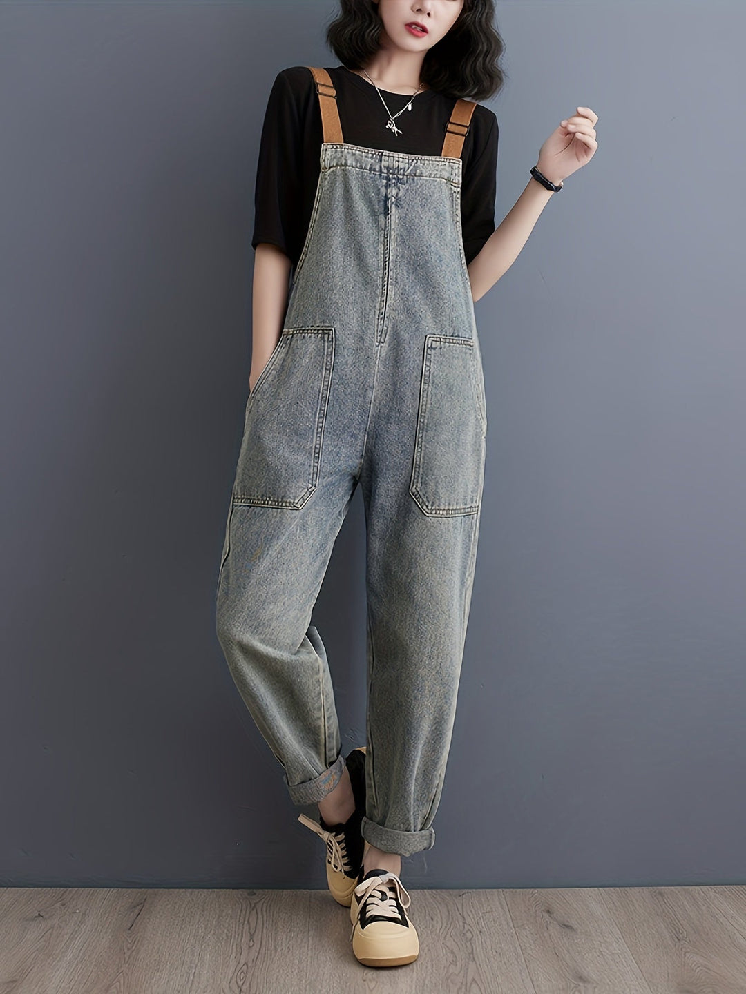 Levoire | Combinaison En Denim Unie Pour Femmes Bleu clair