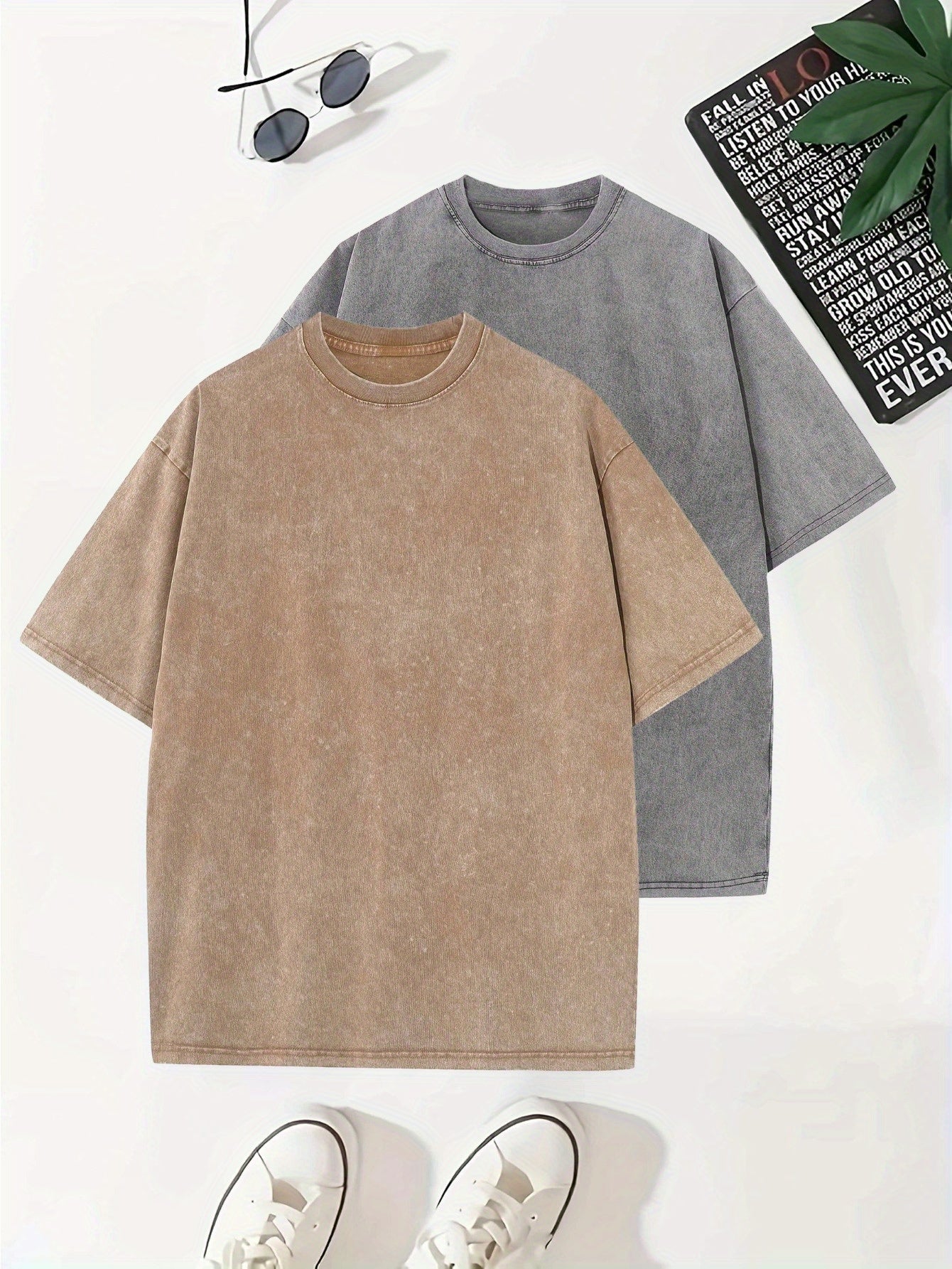 Levoire | 2 Pcs Lavage De Cueillette De Raisin Thé En Coton Gris+Kaki