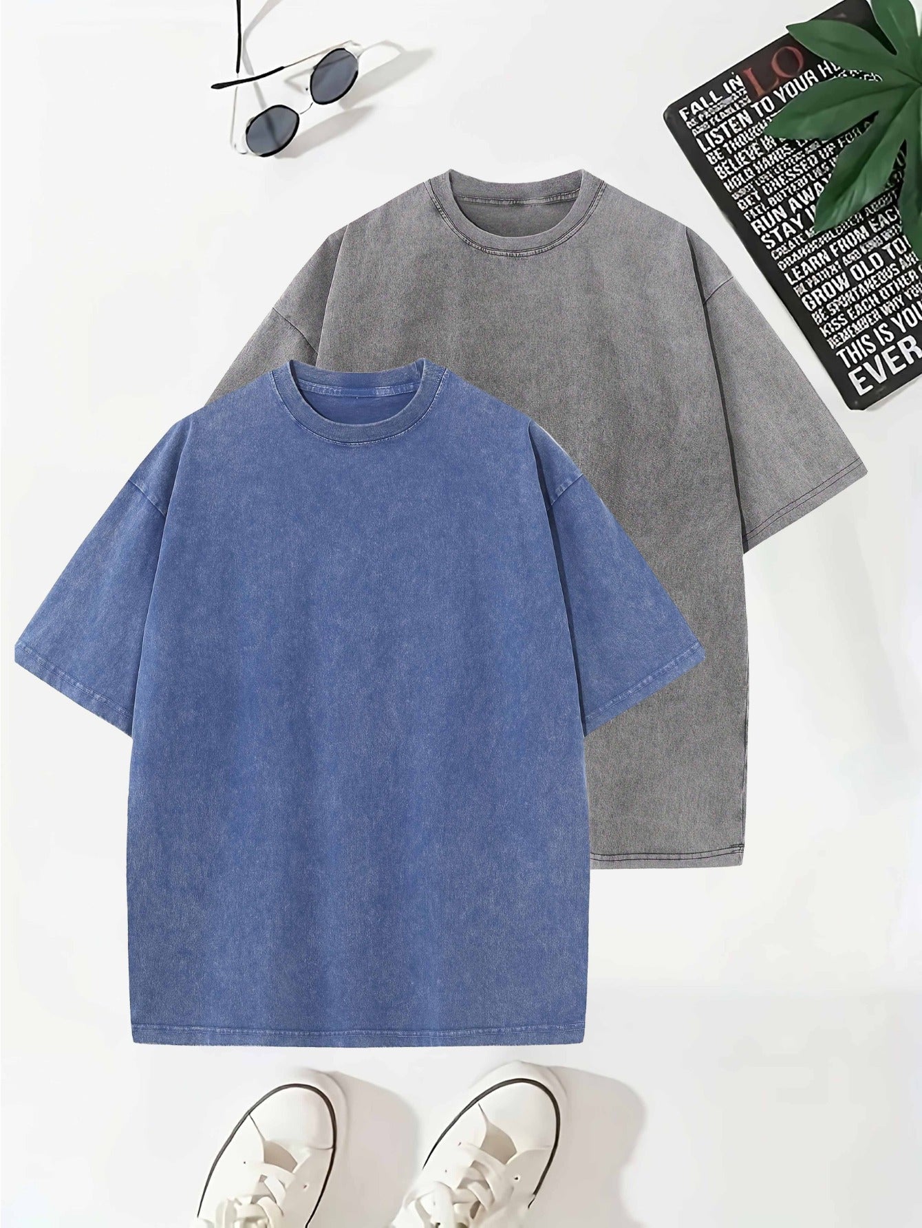 Levoire | 2 Pcs Lavage De Cueillette De Raisin Thé En Coton Gris+Bleu