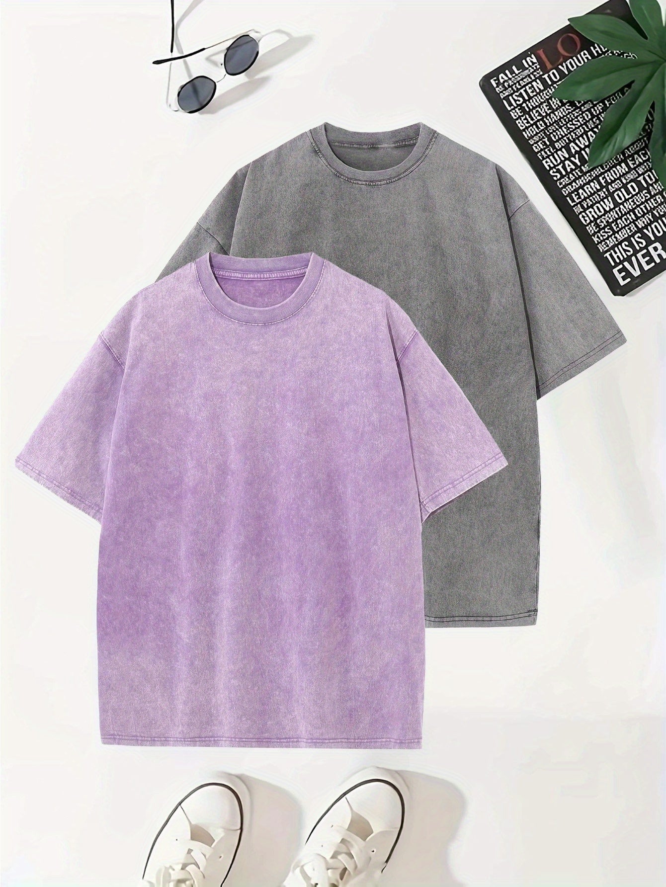 Levoire | 2 Pcs Lavage De Cueillette De Raisin Thé En Coton Gris+Violet