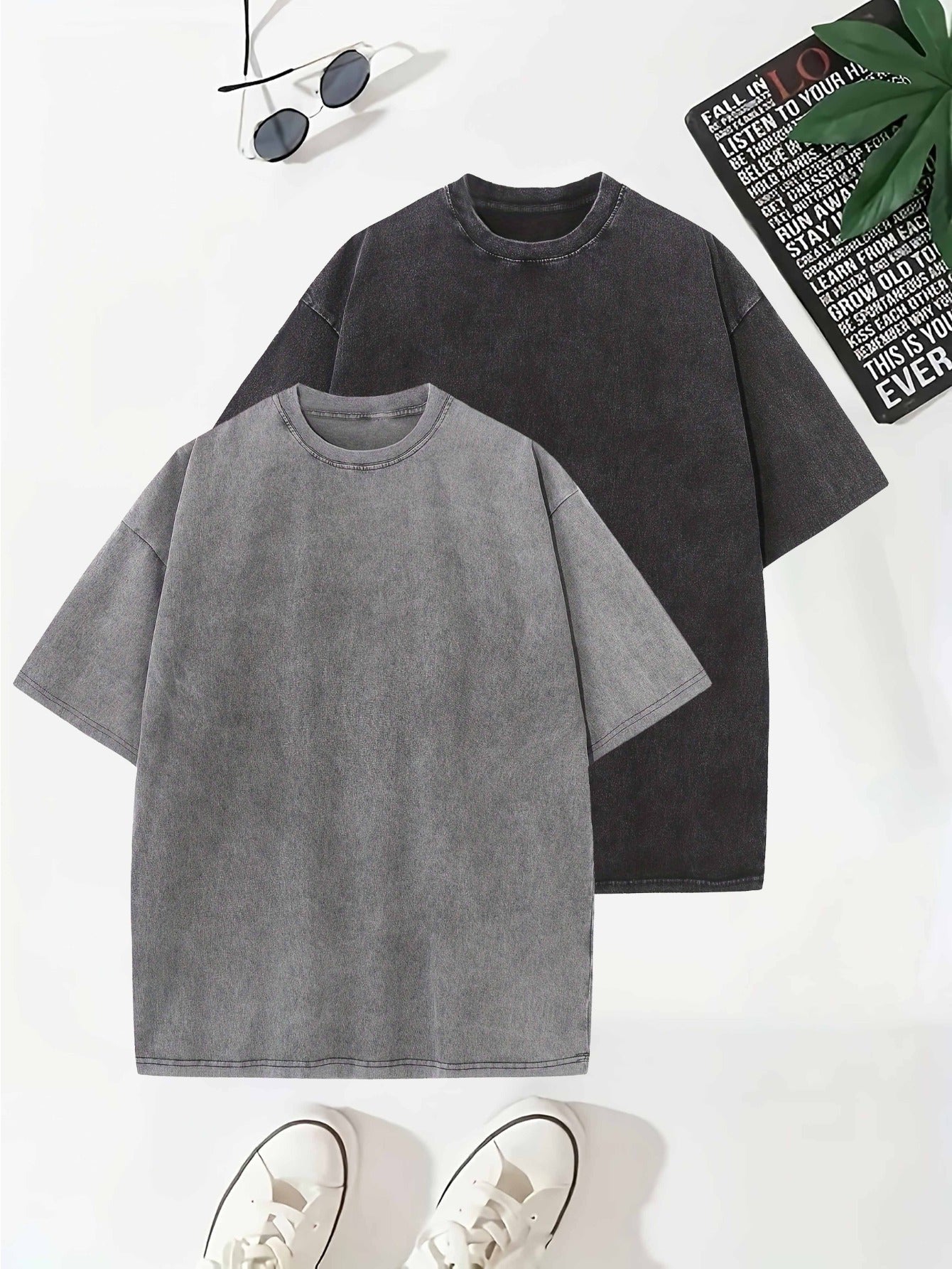 Levoire | 2 Pcs Lavage De Cueillette De Raisin Thé En Coton Noir+Gris