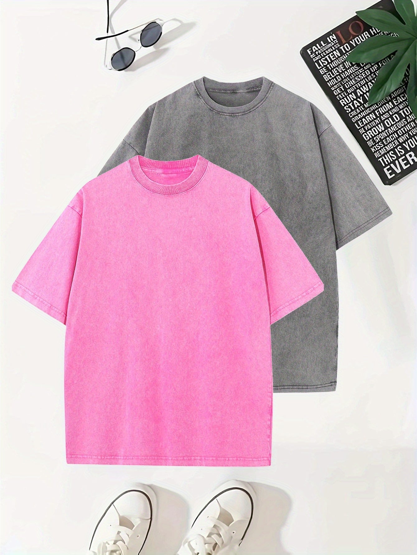 Levoire | 2 Pcs Lavage De Cueillette De Raisin Thé En Coton Gris+Rose