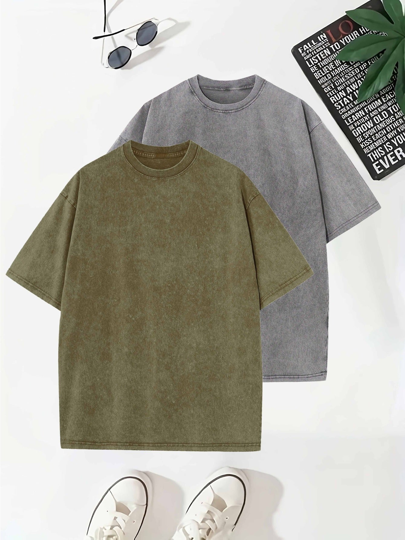 Levoire | 2 Pcs Lavage De Cueillette De Raisin Thé En Coton Gris+vert olive