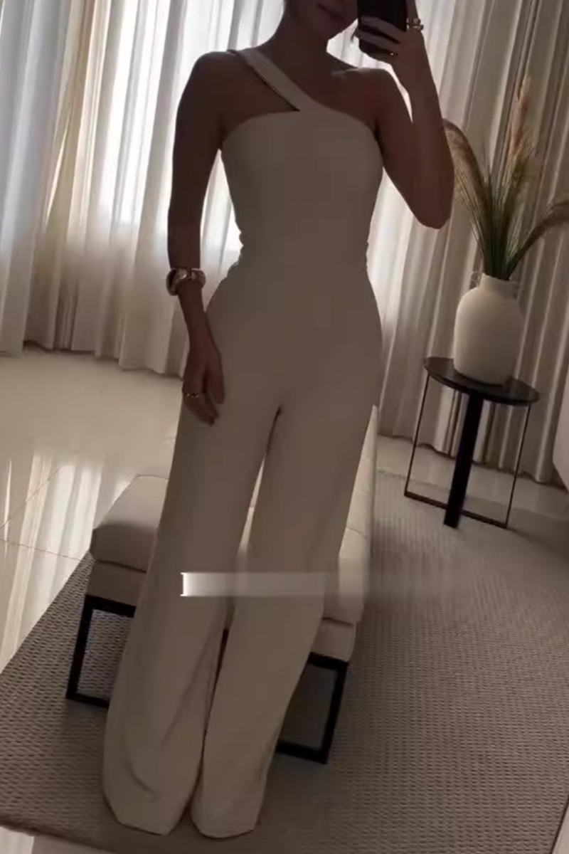 Levoire | Combinaison Régulière À Col Asymétrique Unicolore Décontractée Abricot