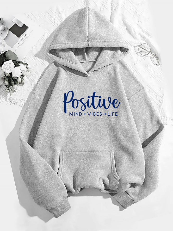 Levoire | Sweat À Capuche Élégant Pour Femmes Avec Imprimé Lettre Et Poche Kangourou Gris clair