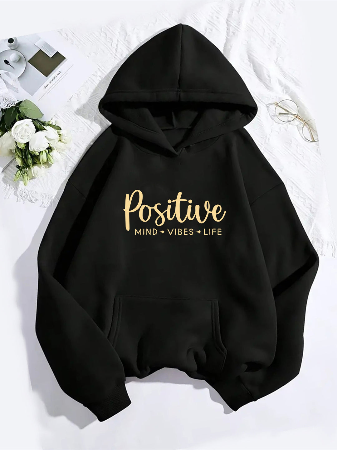 Levoire | Sweat À Capuche Élégant Pour Femmes Avec Imprimé Lettre Et Poche Kangourou