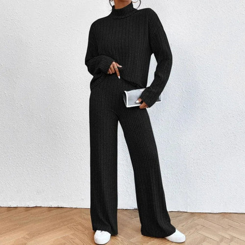 Levoire | Ensemble deux pièces composé d'une robe tricotée à manches longues pour femmes et de pantalons larges