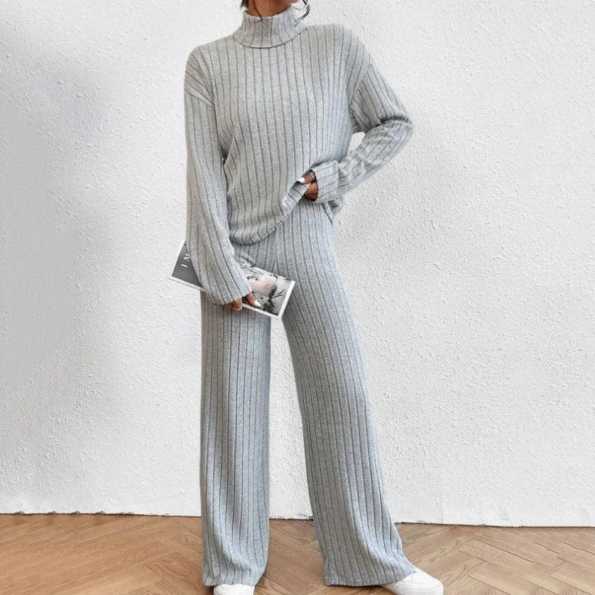 Levoire | Ensemble deux pièces composé d'une robe tricotée à manches longues pour femmes et de pantalons larges