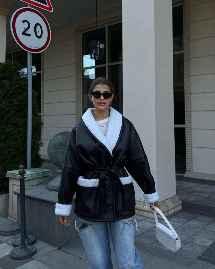 Levoire | Veste En Cuir À Manches Longues Pour Femmes